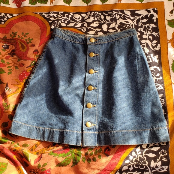 American Apparel Button Front A-line Mini Skirt XS - Picture 2 of 5
